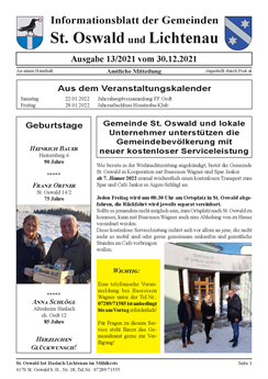 Gemeindeinfoblatt 2021-13 vom 30. Dezember 2021